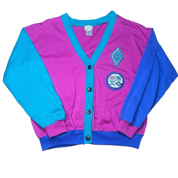 Sweaters - VTG Cardigan Sweater Aztec Geometric Southwestern Colorful Colorblock sz Medium